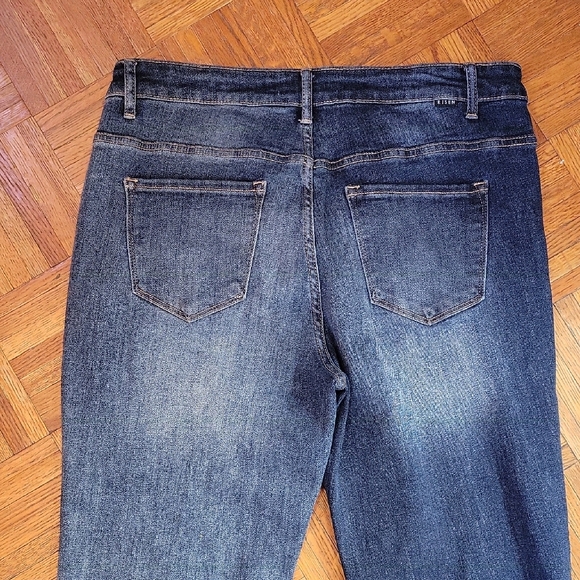 Risen ASYMMETRICAL Straight Leg Dark Blur Demin Jeans Size 1XL - Picture 7 of 12